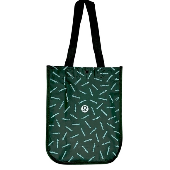 LULULEMON ATHLETICA Reusable Shopping Tote bag Dark Green White Logo Like new - Picture 1 of 6
